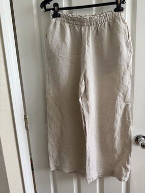H&M  Linen Blend Pull On Pants Cream
